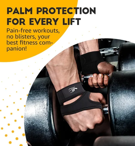 Vista 2 de HiRui Guantes de entrenamiento ventilados para hombres y mujeres, muñequeras integradas y silicona antideslizante en la palma para evitar callos