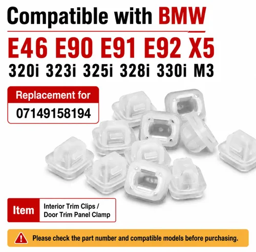 Vista 11 de Hoypeyfiy 20 clips de moldura interior para panel de puerta, repuesto para 07149158194, compatible con BMW E46 E90 E91 E92 X5 320i 323i 325i 328i