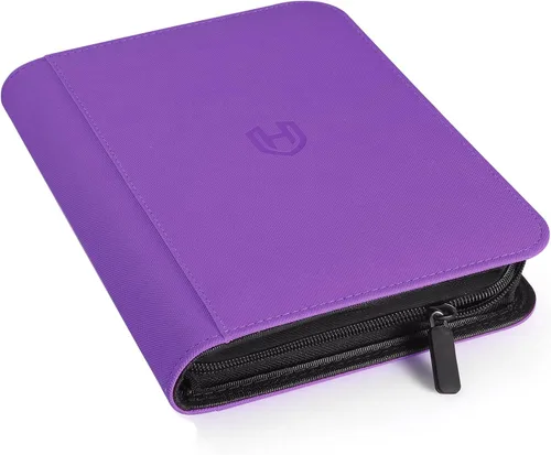 Vista 23 de Carpeta de tarjetas de 4 bolsillos con cremallera, 288 bolsillos para tarjetas comerciales Premium PU Cover, Side Loading, Ringless Card Binder