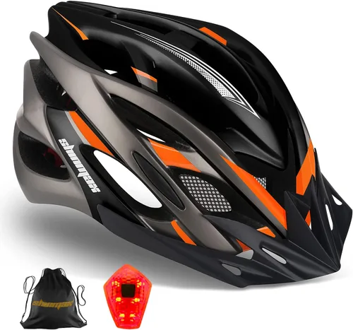 Vista 14 de Casco de bicicleta para hombre y mujer, casco de bicicleta Shinmax con luz trasera y visera desmontable