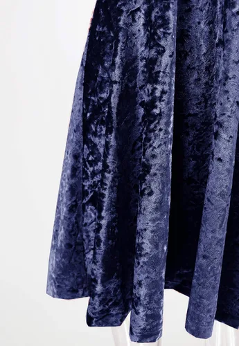 Vista 6 de R.Vivimos - Vestido sexy para mujer con tirantes delgados, de terciopelo aplastado, cuello en V, plisado y con vuelo, estilo patinadora