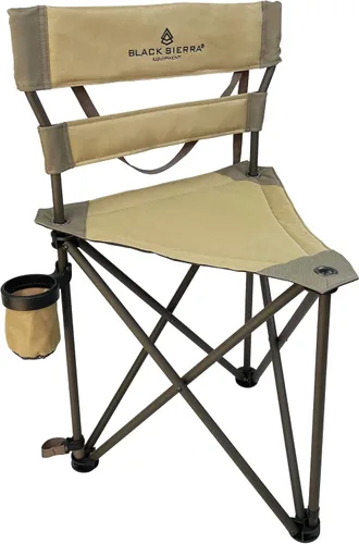 Vista 11 de Black Sierra HD Tri-Hunt con taburete de caza trasero, asiento de trípode plegable con marco de acero soporta 300 libras, silla de pesca resistente