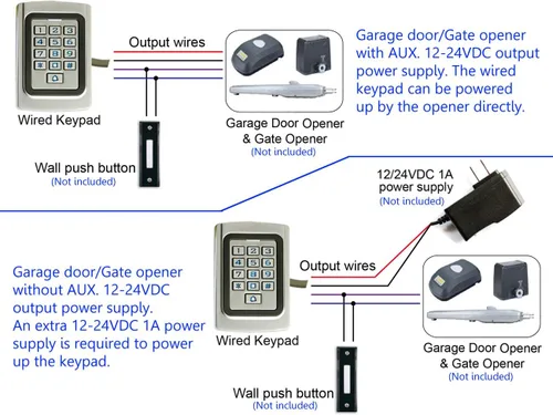 Vista 4 de IP68 impermeable universal 12 V 24 V DC funda de metal digital con cable para puerta de garaje, abridor de puertas y sistemas de control de acceso