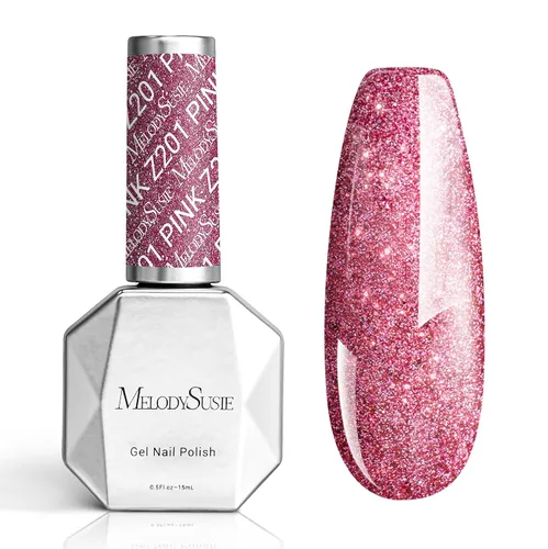 Vista 41 de MelodySusie - Esmalte de uñas en gel con brillo perla rosa brillante, 0.5 fl oz, efecto hilo, con acabado de concha rosa brillante, UV LED