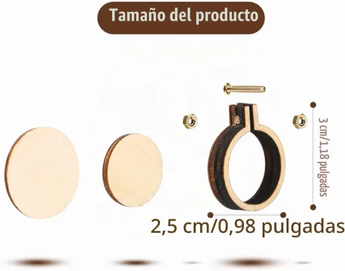 Vista 2 de Jetec 20 aros de punto de cruz de madera de 1 pulgada