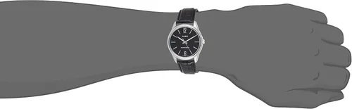 Vista 4 de Casio MTP-V005L-1B Reloj analógico estándar de cuero negro con esfera negra para hombre