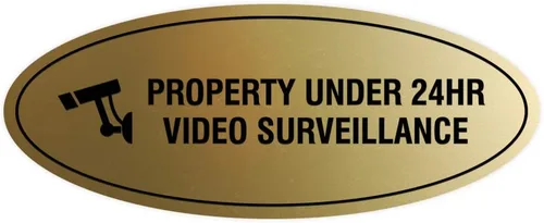 Vista 43 de Cartel de vigilancia oval PROPERTY UNDER 24HR - Negro - Pequeño (1 paquete)