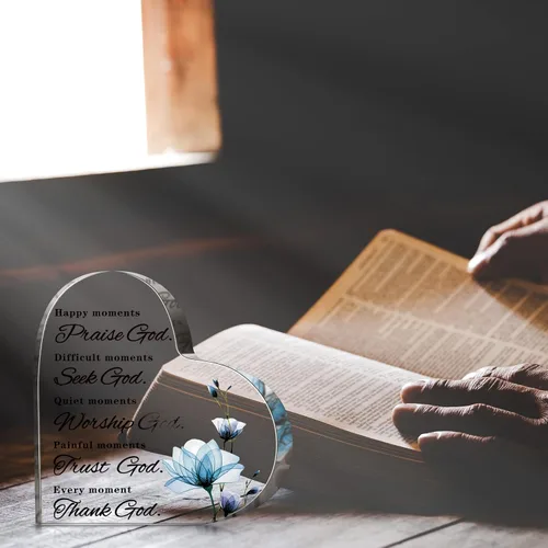 Vista 5 de Yulejo Versículos de la Biblia, regalo cristiano para mujer, regalo de semana CNA, citas inspiradoras, flores azules, decoración de habitación