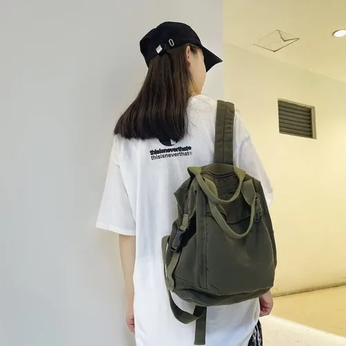 Vista 4 de Sumleno Mochila pequeña de lona bohemia para mujer, estilo vintage, bolsa de viaje al aire libre, mochila casual grunge, estética, hippie, Y2K