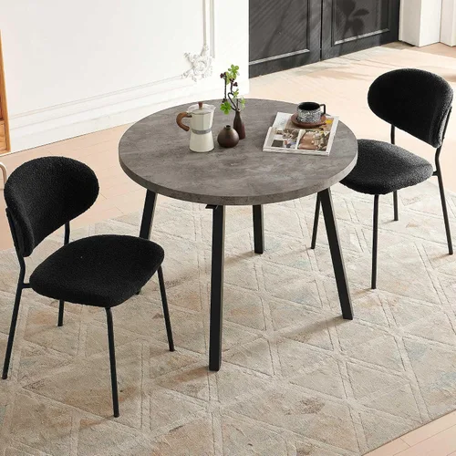 Vista 11 de Homedot Juego de 2 sillas de comedor tapizadas negras, modernas sillas de cocina de mediados de siglo tapizadas con cojín acolchado para comedor