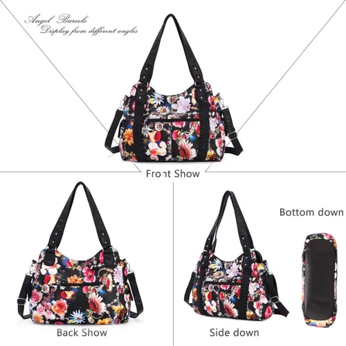 Vista 103 de Angel Barcelo - Bolsa de hombro amplia para mujer, diseño Hobo, cuero lavado