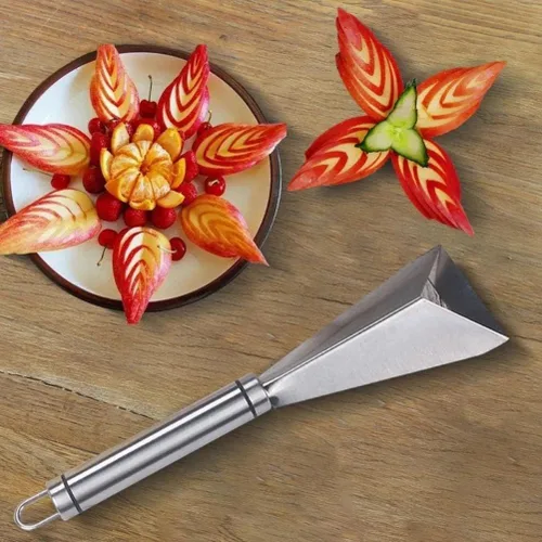 Vista 3 de MIXCUT Cuchillo para tallar frutas, decoración de platos de bricolaje, herramientas de tallado de forma triangular de acero inoxidable, cuchillo