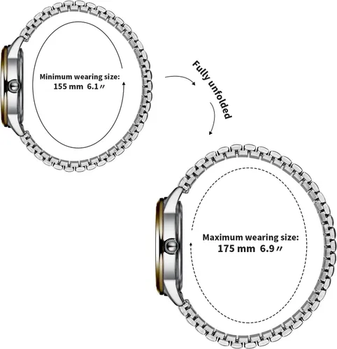 Vista 4 de BOSHIYA Relojes para mujer Easy Reader de 1.181 in de acero inoxidable con banda de expansión plateada dorada para mujer, reloj de pulsera pequeño