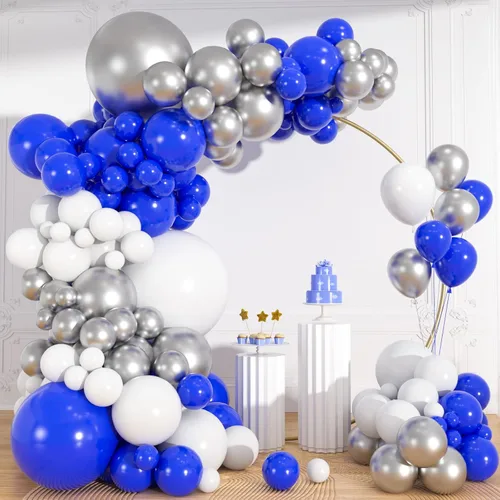 Vista 7 de Kit de arco de guirnalda de globos negros y dorados, 18, 12, 10, 5 pulgadas, globos de látex de confeti dorado metálico negro para decoraciones