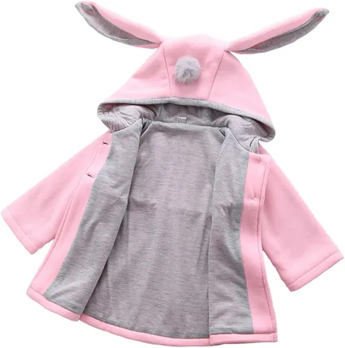 Vista 3 de Abrigo infantil con orejas en el gorro, para otoño e invierno