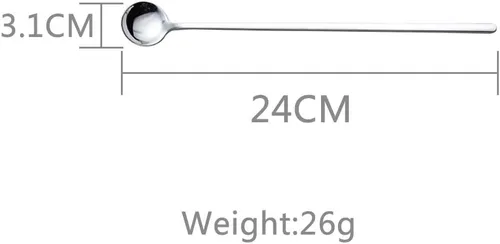 Vista 3 de Cucharas de mango largo Cuchara de acero inoxidable de 9.45 pulgadas 6PCS (plata)