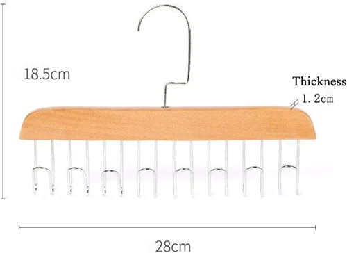 Vista 5 de Paquete de 2 percheros antideslizantes con múltiples ganchos, perchas que ahorran espacio con 8 ganchos, gancho giratorio de 360° (beige)