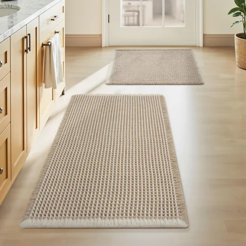 Vista 43 de Alfombra de baño mejorada con diseño de gofres, absorbente y antideslizante Negro