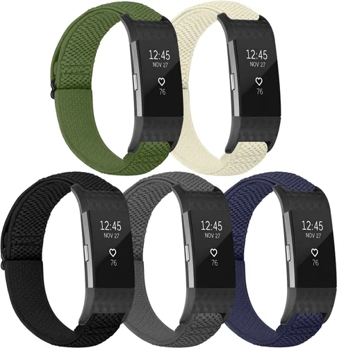 Vista 7 de TumpCez Bandas elásticas compatibles con Fitbit Charge 2, correa de repuesto ajustable elástica de nailon suave Solo Loop para Fitbit Charge 2