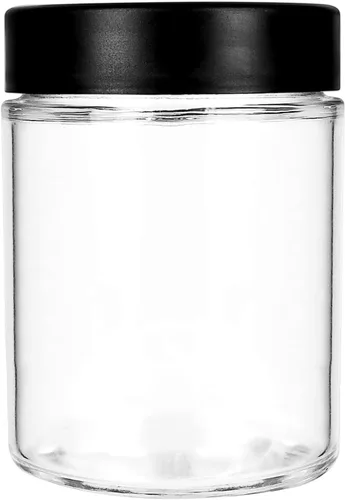Vista 13 de Human Objects Tarros de vidrio ámbar de 2 onzas con tapas negras resistentes a los niños, 0.12 oz, 200 unidades, recipientes herméticos recargables