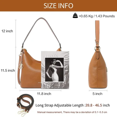 Vista 5 de BOSTANTEN Bolso de cuero para mujer, diseño de bolsos de hombro, Hobo
