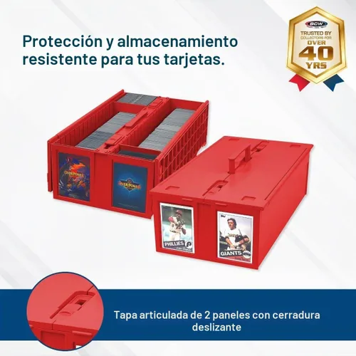Vista 2 de BCW Contenedor de tarjetas coleccionables (paquete de 2, rojo) Capacidad para hasta 1600 tarjetas Caja de almacenamiento de plástico