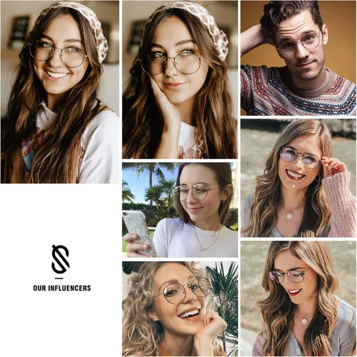 Vista 5 de SOJOS Blue Light Blocking Computer Glasses Round Eyewear Anti Blue Light Lens Preppy Chic SJ5024B