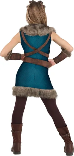 Vista 6 de Disfraz vikingo de Valhalla para niñas, para Halloween o fiesta de disfraces renacentista
