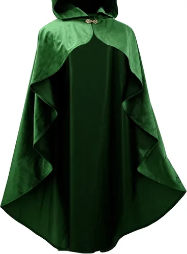 Vista 3 de Disfraz renacentista para mujer, estilo medival, para Halloween, corto, Steampunk, capa de terciopelo gótico, magos con capucha