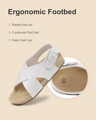 Vista 5 de Cubufly Sandalias para niños con tiras cruzadas y puntera abierta, zapatos de verano para uso en interiores y exteriores, para niños pequeños