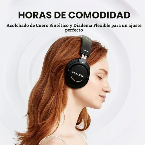 Vista 3 de M-AUDIO HDH40 - Auriculares de estudio sobre la oreja con diseño de parte trasera cerrada, diadema flexible y cable de 2.7m para monitoreo