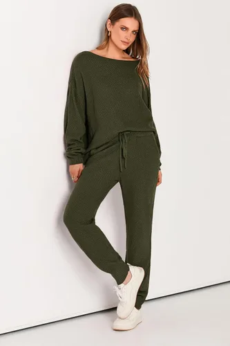 Vista 3 de PRETTYGARDEN Conjunto de 2 piezas para mujer, sudadera de manga larga y pantalones largos, ropa de descanso