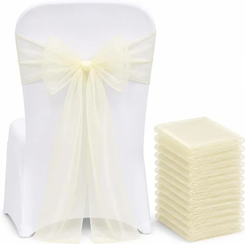 Vista 24 de Juego de 10 lazos para sillas con lazos para atar en la parte trasera, artículos decorativos para bodas, recepciones, eventos, banquetes, sillas