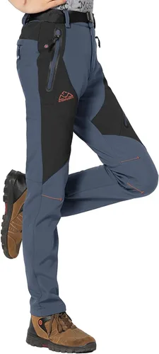 Vista 20 de Rdruko Pantalones de nieve para mujer, impermeables, aislados, con forro polar, térmico, para esquí, senderismo, pantalones de snowboard Verde