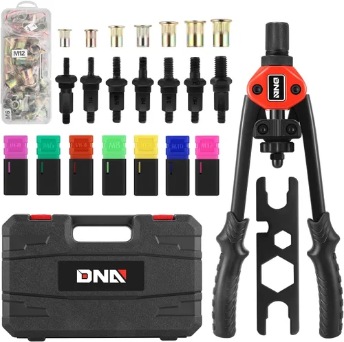 Vista 11 de DNA MOTORING TOOLS-00091 Remachadora manual con juego de herramientas de botella de colección, 1 x 12-1/2", resistente, extra larga