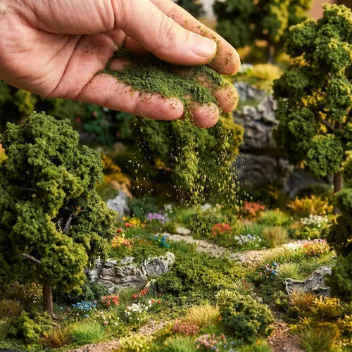 Vista 5 de Modelo de polvo de árbol de planta verde copetudo para manualidades