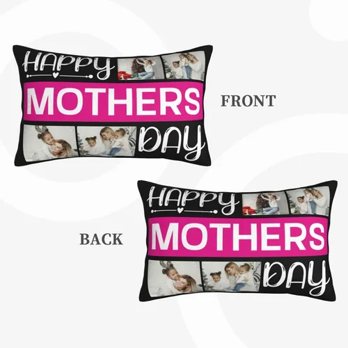 Vista 4 de Funda de almohada personalizada para el día de la madre, funda de almohada personalizada con collage de fotos, funda de almohada para el día