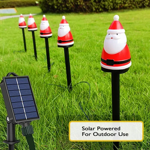 Vista 3 de FANFX Luces Solares de Navidad, Marcadores de Sendero Luces de Pasarela con Carga/Iluminación Automática, Decoraciones Impermeables de Navidad