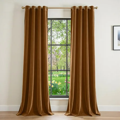 Vista 15 de Lazzzy Cortina opaca de terciopelo azul con aislamiento térmico para dormitorio, sala de estar, oscurecimiento de privacidad, cortinas de terciopelo