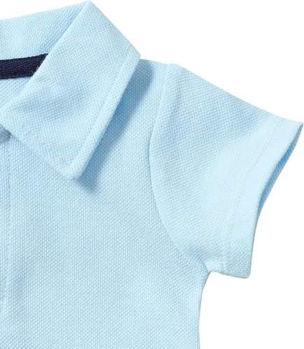 Vista 3 de ROMPERINBOX Mameluco de manga corta con cuello para bebé recién nacido, mono de piqué de malla de color sólido con burbujas