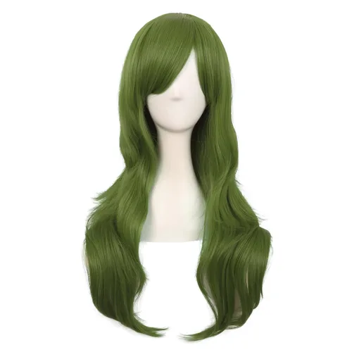 Vista 4 de MapofBeauty - Peluca larga de extremos rizados para cosplay, de 28 pulgadas, para mujer, color Azure Azul celeste
