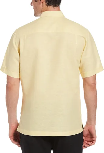 Vista 2 de Cubavera Camisa Guaybera de manga corta con botones para hombre, mezcla de lino