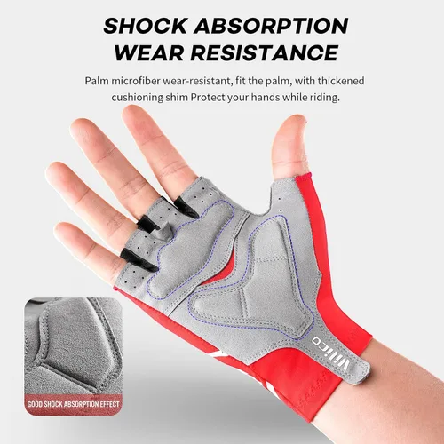 Vista 3 de Guantes de ciclismo transpirables para bicicleta de montaña, guantes acolchados de gel de medio dedo, guantes de ciclismo para hombres y mujeres que