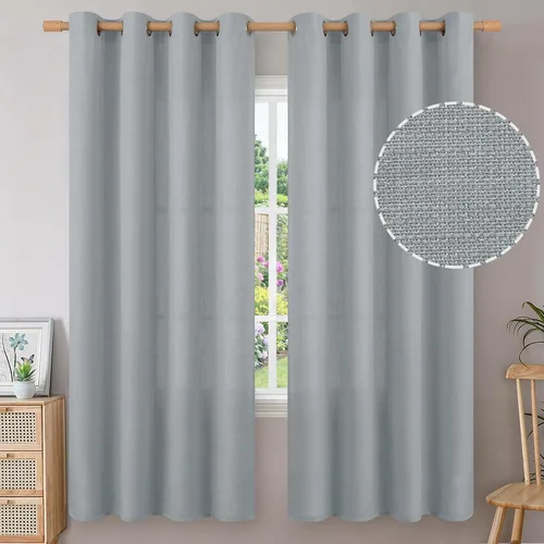 Vista 89 de BGment Cortinas de Lino Beige de 63 Pulgadas de Largo 2 Paneles - Tratamientos para Ventanas con Textura de Arpillera Filtrantes de Luz Cortinas