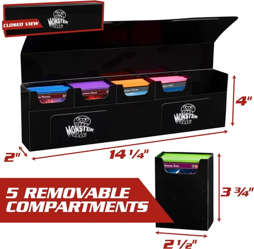 Vista 2 de The Hydra - Caja de 5 compartimentos remachados con cierre magnético – Funda para tarjeta de comercio con capacidad para cinco cubiertas – se adapta