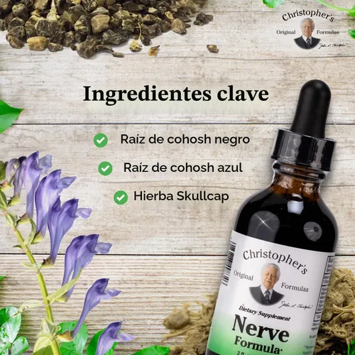 Vista 3 de Christopher's Original Formulas Fórmula nerviosa, suplemento herbario natural, 2 oz