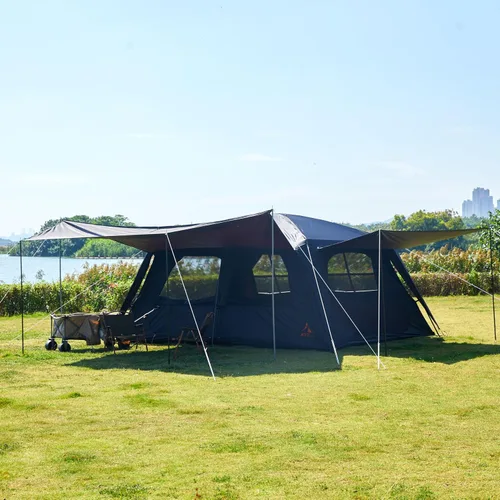 Vista 13 de KTT Extra Large Tent 6-10-12-14 Person(A),Family Cabin Tents,2 Rooms,3 Doors and 3 Windows with Mesh,Straight Wall,Waterproof,Double Layer,Big Tent