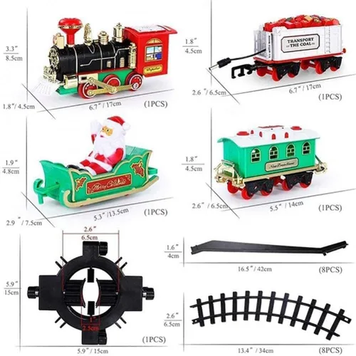 Vista 7 de Juego de tren de Navidad con pista de lujo y sonidos y luces brillantes, tren para niños para árbol de Navidad, juego de trenes eléctricos
