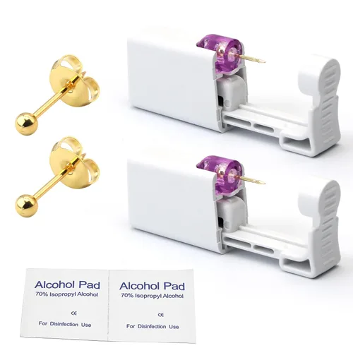 Vista 18 de Kit de perforación de orejas YINPAD - Pistola de perforación desechable cargada previamente con clavos de diferentes estilos de 5MM, kit