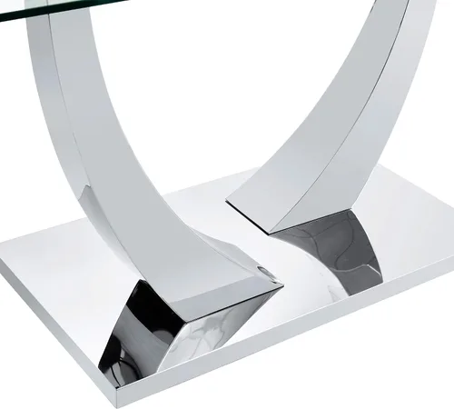Vista 6 de Mesa de comedor moderna de vidrio de 63 pulgadas para 4-6, mesa de comedor rectangular de vidrio con vidrio templado de 0.39 pulgadas y base